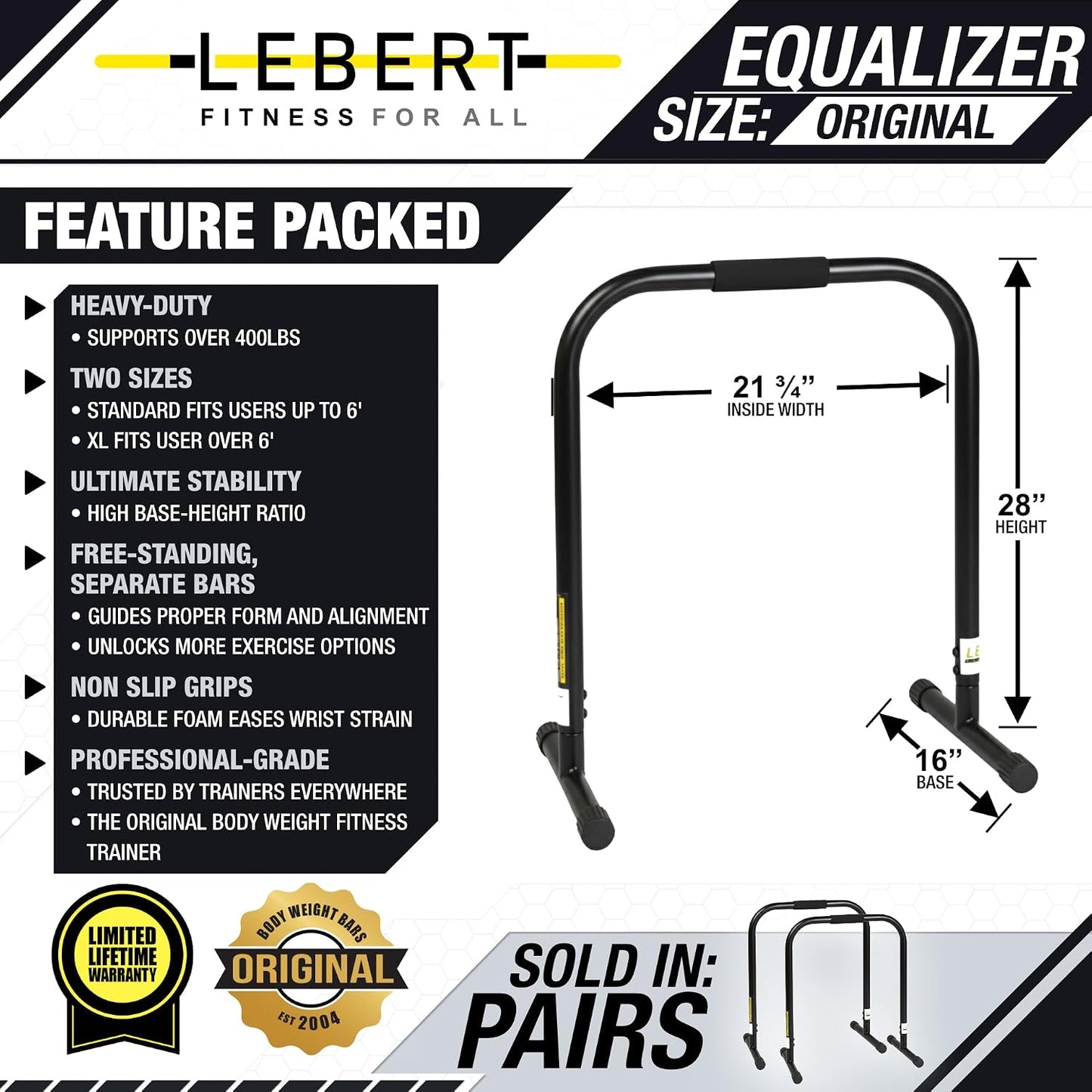 Lebert Equalizer Total Body Strengthener – Dip Station - Standard & XL